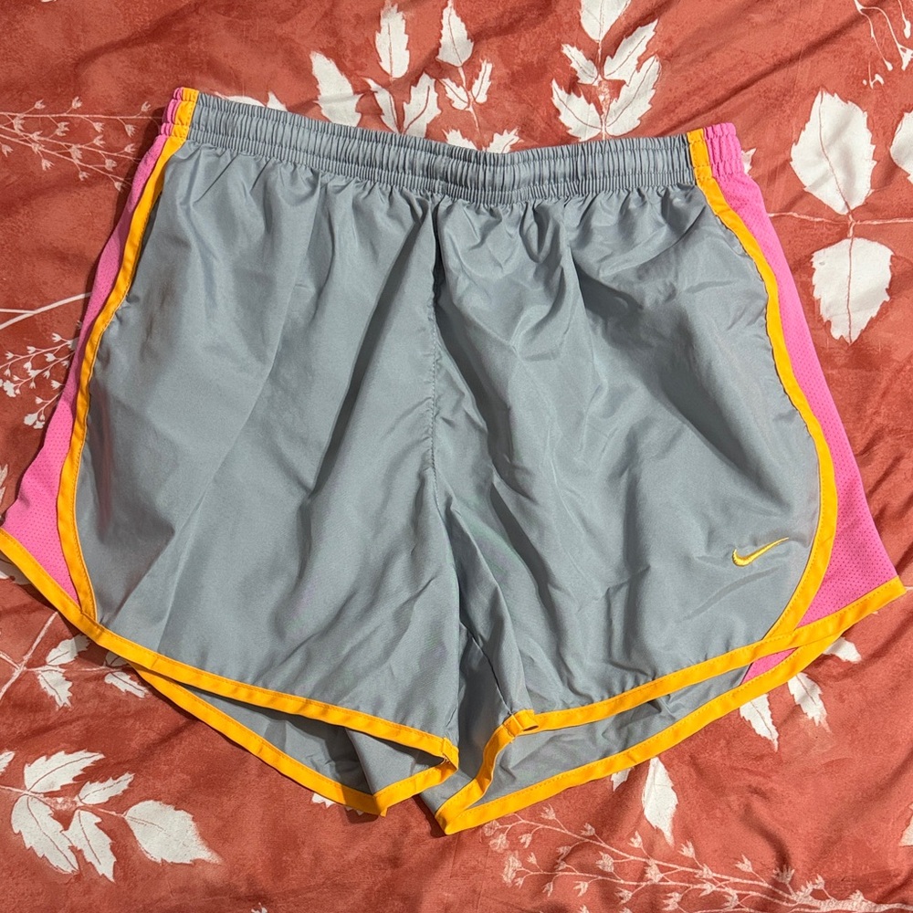 Gray and Pink Women's Shorts with Yellow Trim